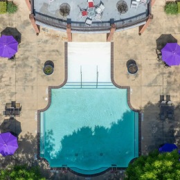 aerial view of a pool 